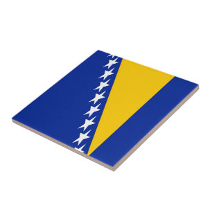 zBA001 BOSNIAN FLAG, Bosnia & Herzegovina, Ceramic Tile