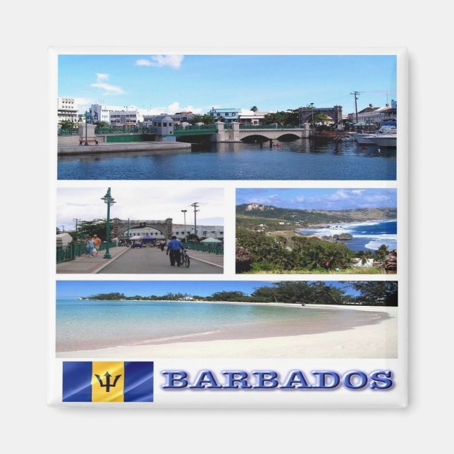 zBB003 BARBADOS, Mosaic, Americ, Fridge Magnet (Front)