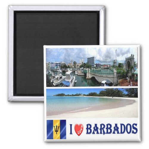 zBB005 BARBADOS I Love Mosaic Bridgetown Fridge Magnet