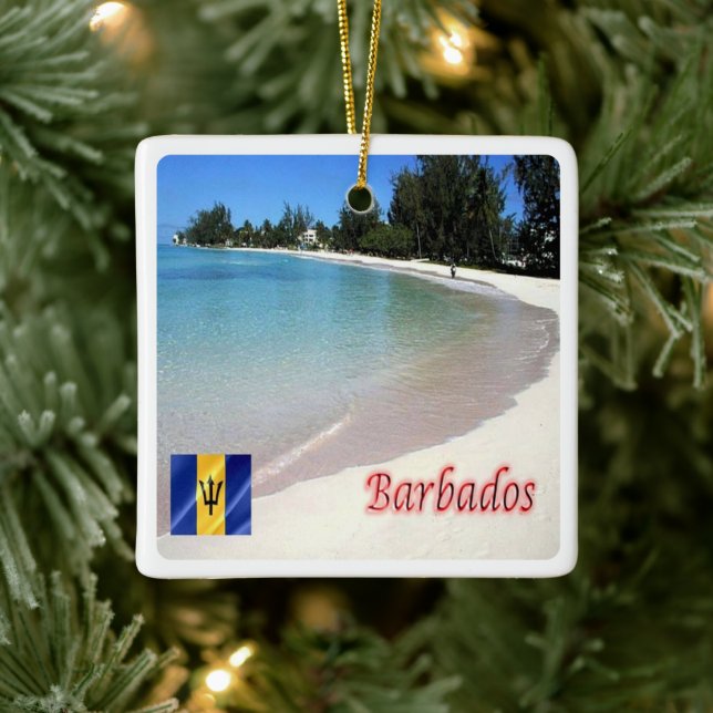 zBB007 BARBADOS The Beach, Sea View, Ceramic Ornament (Tree)