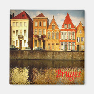 zBE043 BRUGES Houses Belgium, Fridge Magnet