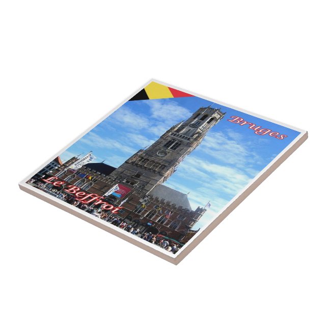 zBE048 BRUGES The Belfry, Belgium, Ceramic Tile (Side)