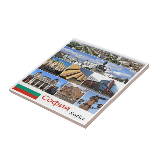 zBG009 SOFIA Bulgaria collage, Ceramic Tile (Side)
