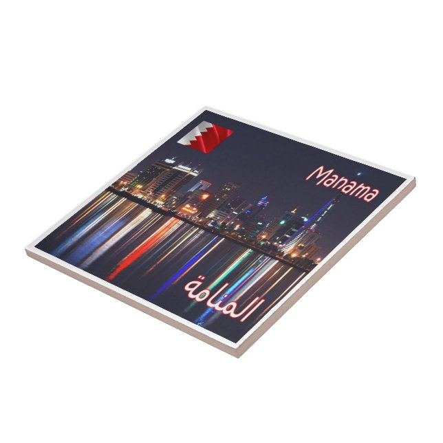 zBH006 MANAMA night view, Bahrain, Asia, Ceramic Tile (Side)