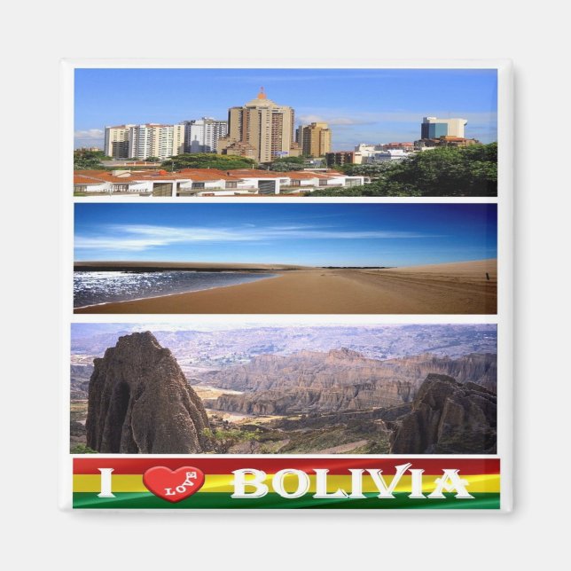 zBO016 BOLIVIA I Love, America, Fridge Magnet (Front)