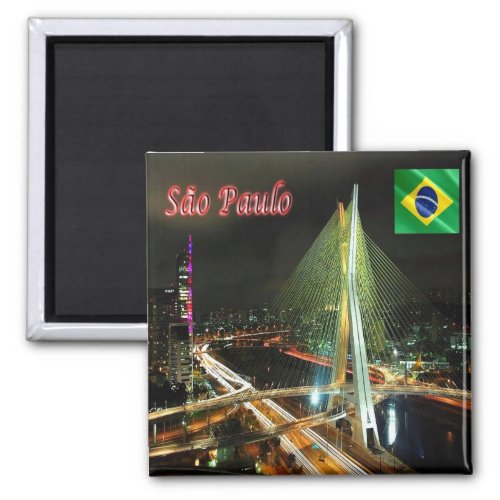 zBR014 SAO PAULO by Night Brazil Fridge Magnet