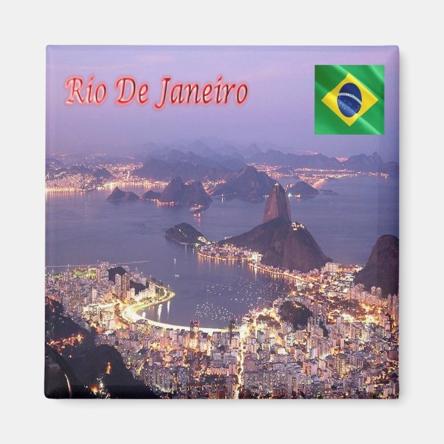 zBR022 RIO DE JANEIRO By Night, Brazil, Fridge Magnet (Front)