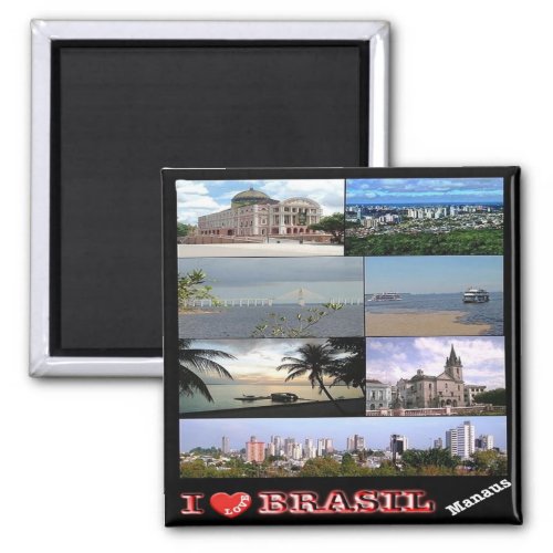 zBR033 BRZIL I Love Mosaic Manaus Fridge Magnet