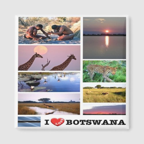 zBW003 BOTSWANA I LOVE Mosaic Africa Fridge Magnet