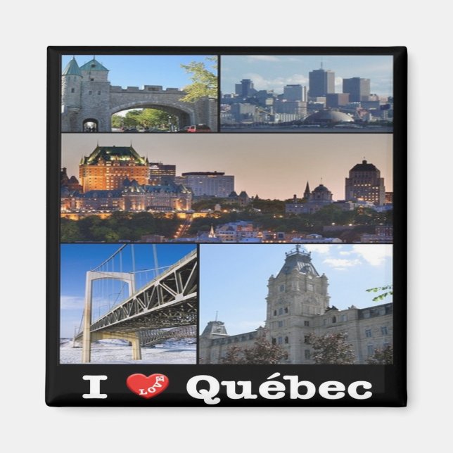 zCA020 QUEBEC I Love, Mosaic, Canada, Fridge Magnet (Front)