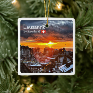 zCH013 LAUSANNE Switzerland, Ceramic Ornament