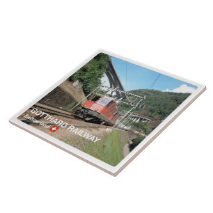 zCH019 THE GOTTHARD RAILWAY Swiss, Ceramic Tile