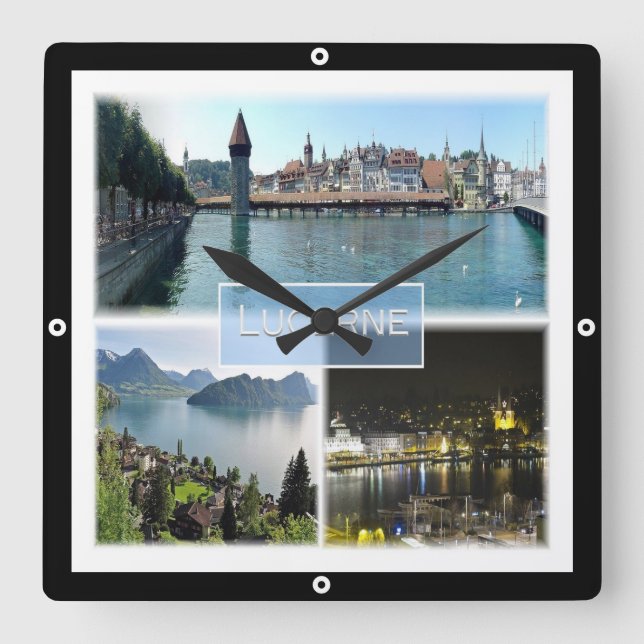 zCH043 LUCERNE Switzerland, Square Wall Clock (Front)
