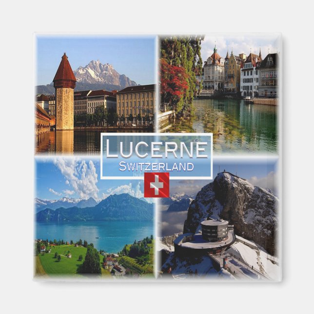 zCH044 LUCERNE Chapel Bridge Old Town Swiss Fridge Magnet (Front)