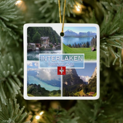 zCH051 INTERLAKEN Lake Thun Thunerse Swiss  Ceramic Ornament