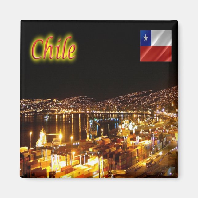 zCL015 CHILE,Valparaiso, Night View, Chile, Fridge Magnet (Front)