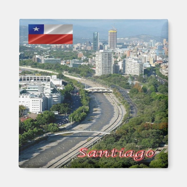zCL020 SANTIAGO, Rio Mapocho, Chile, Fridge Magnet (Front)