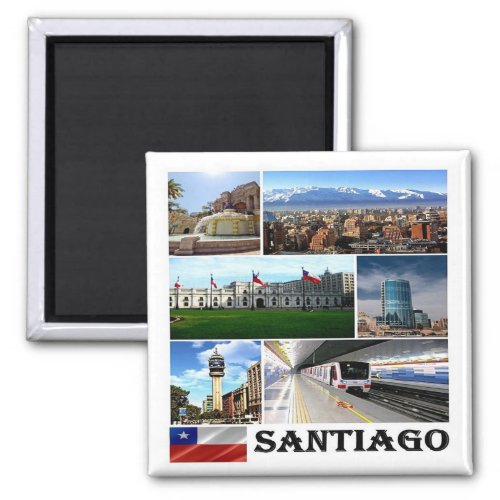 zCL021 SANTIAGO Mosaic Chile America Fridge Magnet