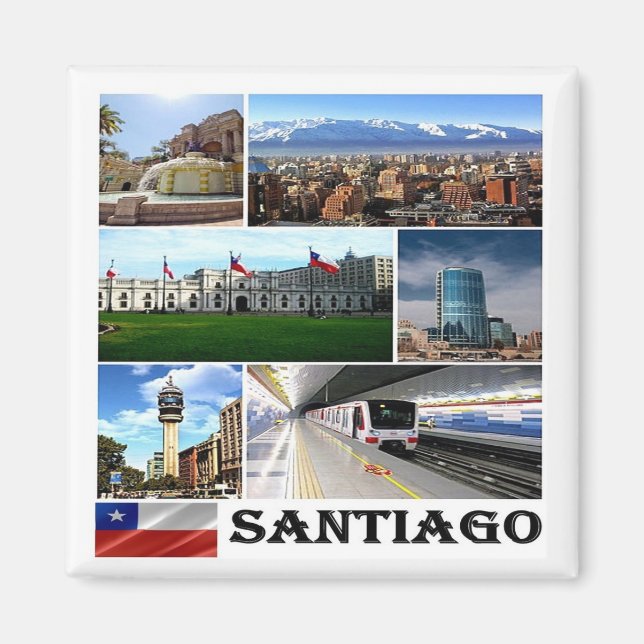 zCL021 SANTIAGO, Mosaic, Chile, America, Fridge Magnet (Front)