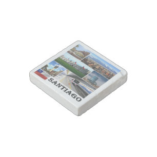 zCL021 SANTIAGO, Mosaic, Chile, America, Stone Magnet