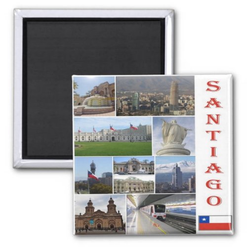 zCL022 SANTIAGO Mosaic Chile America Fridge Magnet