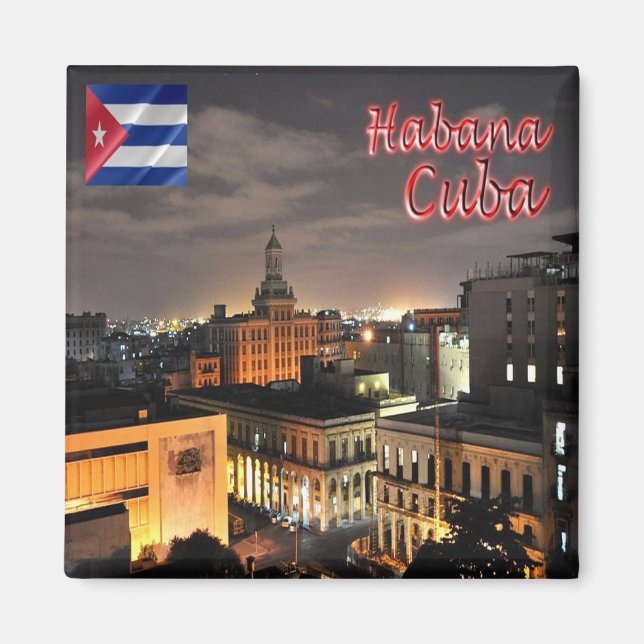 zCU008 HAVANA by Night, Cuba, America, Fridge Magnet (Front)