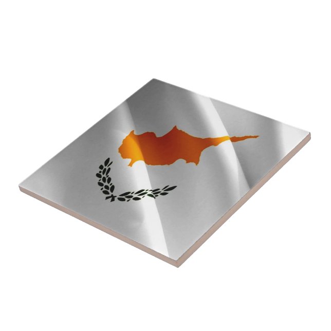 zCY002 waving CYPRIOT FLAG, Cyprus, Ceramic Tile (Side)