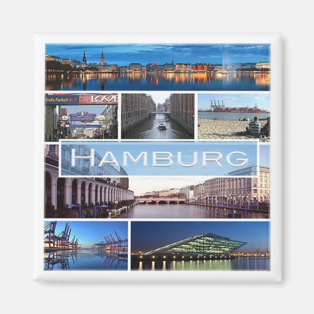 zDE003 mosaic of HAMBURG in Germany Europe, Fridge Magnet (Front)