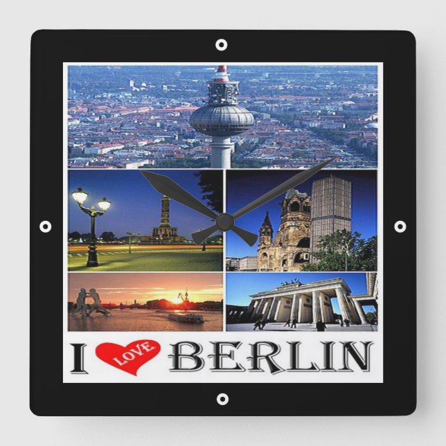 zDE020 BERLIN I LOVE Germany, Square Wall Clock (Front)