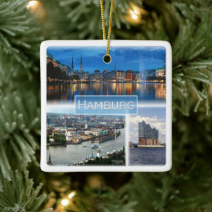 zDE021 HAMBURG Germany, Ceramic Ornament