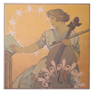 Zdenka Cerny poster by Alphonse Mucha  Ceramic Tile