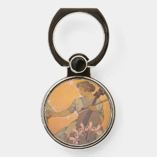 Zdenka Cerny poster by Alphonse Mucha Phone Ring Stand