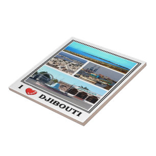 zDJ007 DJIBOUTI I Love, Mosaic, Africa, Ceramic Tile