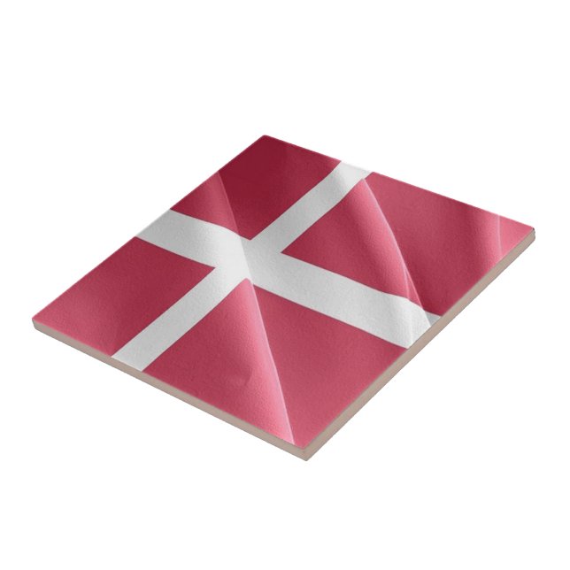zDK002 DANISH waving FLAG Denmark, Ceramic Tile (Side)