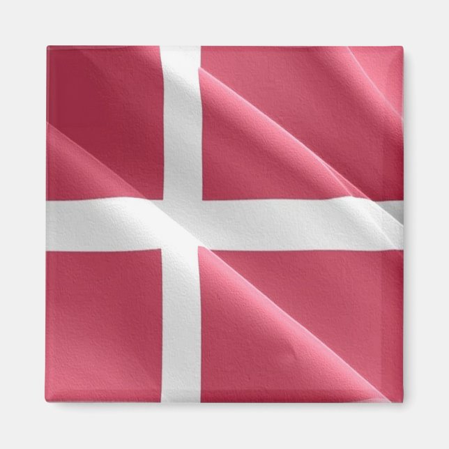 zDK002 DANISH waving FLAG Denmark , Fridge Magnet (Front)