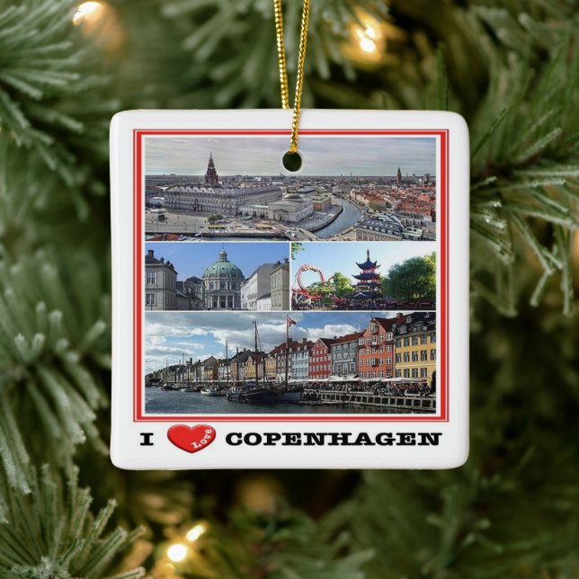 zDK014 COPENHAGEN KOPENHAGEN I Love, Ceramic Ornament (Tree)