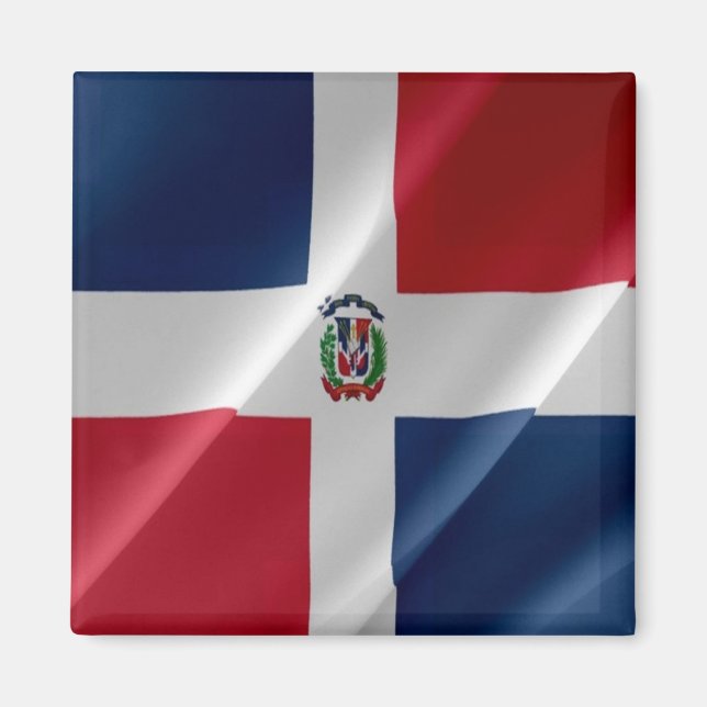 zDO002 DOMINICAN REPUBLIC, Waving Flag, Fridge Magnet (Front)