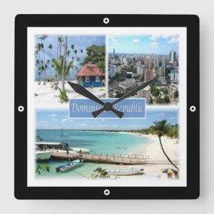 zDO005 DOMINICAN REPUBLIC, Mosaic, America, Square Wall Clock