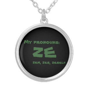Ze or Custom Pronoun Silver Plated Necklace