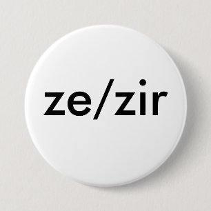 ze/zir pronoun badge pinback button