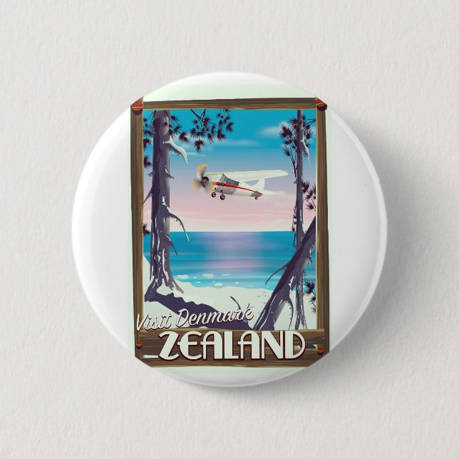Zealand Denmark travel poster Pinback Button (Front)