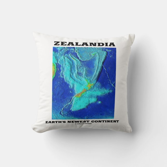 Zealandia Earth's Newest Continent Throw Pillow (Front)