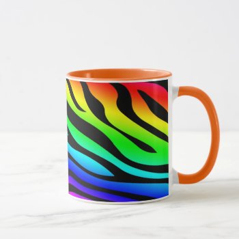 Zebbra Stripes Rainbow Mug by Custom_Patterns at Zazzle