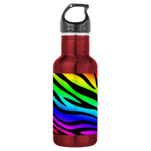 Zebbra Stripes Rainbow Stainless Steel Water Bottle