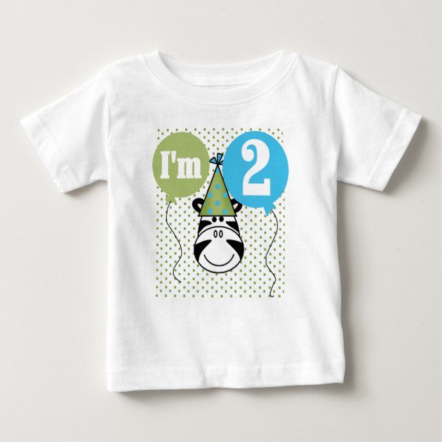 Zebra 2nd Birthday Baby T-Shirt (Front)