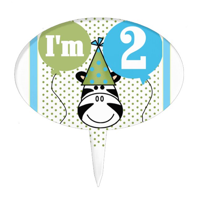Zebra 2nd Birthday Cake Topper (Front)