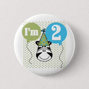 Zebra 2nd Birthday T-shirts and Gifts Pinback Button