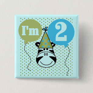 Zebra 2nd Birthday T-shirts and Gifts Pinback Button