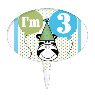Zebra 3rd Birthday Cake Topper