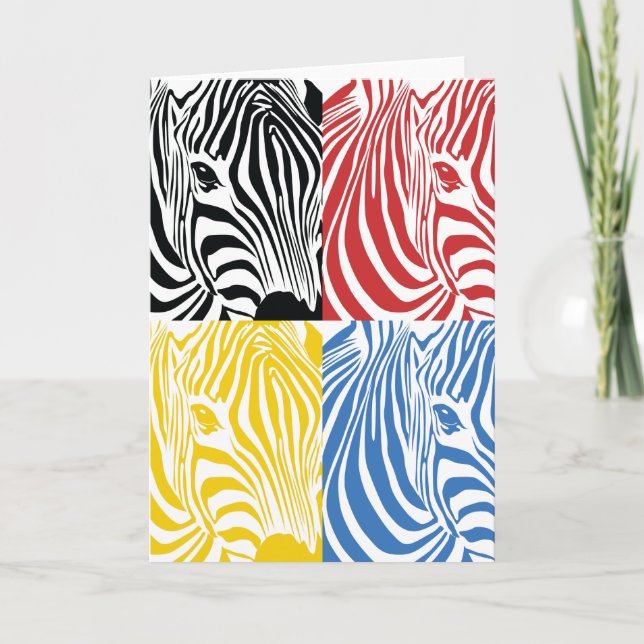 Zebra 4-Colored Greetings Card (Front)